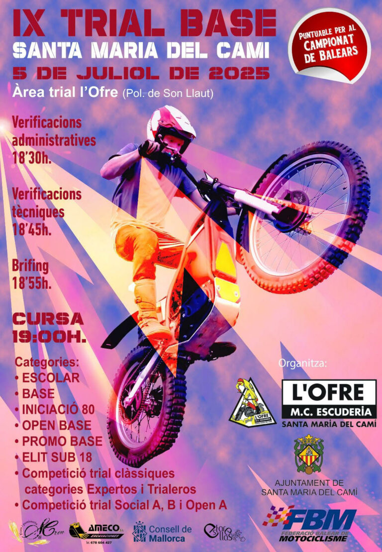 Cartel oficial del IX Trial Base 2025 en Santa Maria del Camí, Àrea Trial l’Ofre