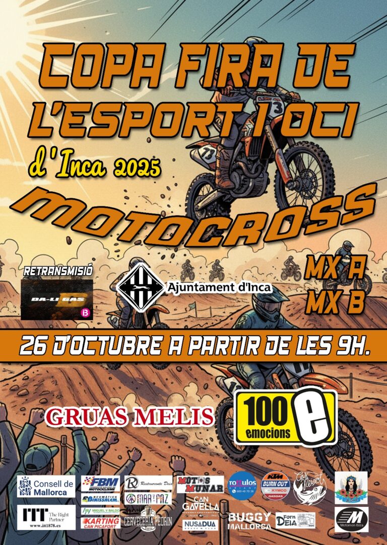 Cartel oficial de la Copa de Motocross en Inca 2025 dentro de la Fira de l’Esport i l’Oci