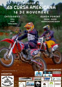 Cartel oficial de la Cursa Americana en Llucmajor 2025, motocross en formato eliminatorio.