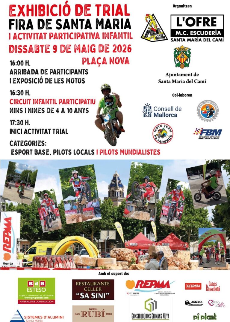Exhibición de trial y circuito infantil en la Fira de Santa Maria